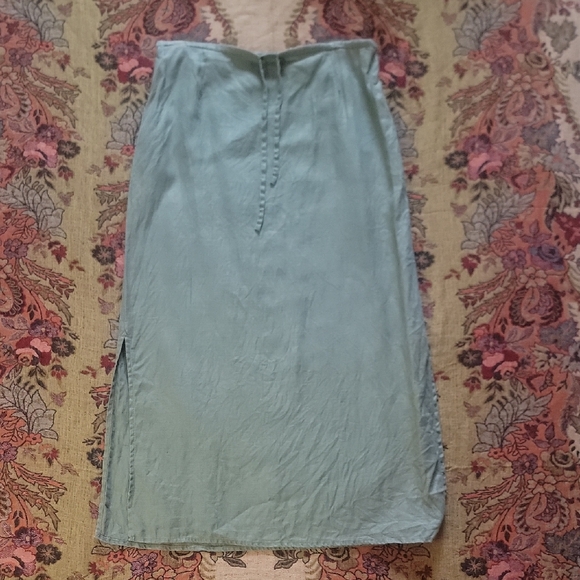 Eddie Bauer Linen Maxi Skirt Olive Green | Drawstring Waist | Size M - Picture 2 of 4